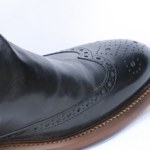 Johnston & Murphy Bryson Wingtip Zip Boot Black Calfskin Size 8.5M Made in Italy - Picture 5 of 6